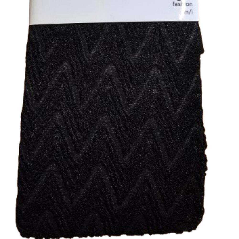 JCPenney Women's Black Chevron Textured Tights Medium/Large NWT
